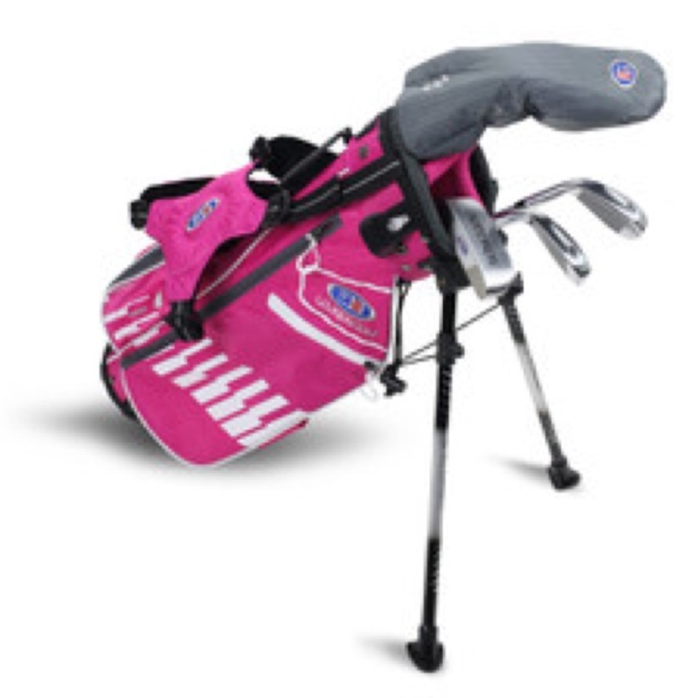 COPY - US Kids Golf Right Hand UL48-s 5 Club Stand Set, Pink/White Bag